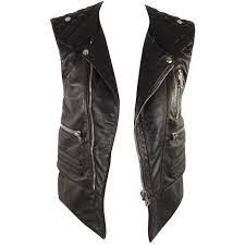 Preowned Balenciaga Black Leather Biker Moto Gilet Vest Sleeveless 936 Liked On Polyvore Fea Balenciaga Leather Jacket Balenciaga Black Textured Jacket