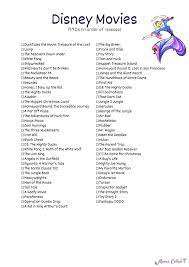 Free Disney Movies List Of 400 Films On Printable Checklists Disney Movies List Disney Movie Marathon Disney Movies