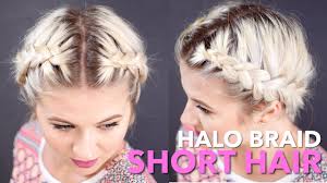 Do small braids on both sides of your hair and coil and tuck at the back into small buns. How To Milkmaid Braid Short Hair Milabu Youtube