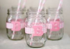 For The Love Showered With Love Mason Jar Baby Shower Baby Shower Party Gifts Mason Jar Party
