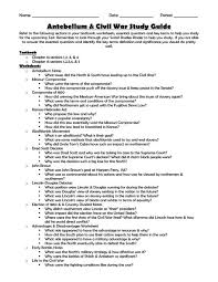 antebellum amp civil war study guide