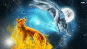 Maybe you would like to learn more about one of these? Hd Wallpaper Photo 1920x1080 Red Fire Blue Wolf Anime Resolution Wallpaper Flare