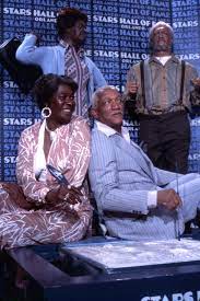 Lawanda page as myrtle waters, gary coleman as arnold jackson, todd bridges as willis jackson Florida Memory Actor Redd Foxx And Actress Lawanda Page Sitting With Wax Statues On Display At The Stars Hall Of Fame Attraction In Orlando