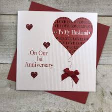 Perfect for a husband, wife or romantic partner, this lovely greeting is finished with an elastic cord trim bow. White Cotton Cards Balloon To My Husband On Our First Handmade Anniversary Card Pd90 1 Buy Online In Antigua And Barbuda At Antigua Desertcart Com Productid 48803269