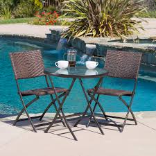 Judas 3 Piece Folding Outdoor Bistro Set Multibrown Walmart Com Outdoor Bistro Set Outdoor Dining Set Outdoor Wicker Set