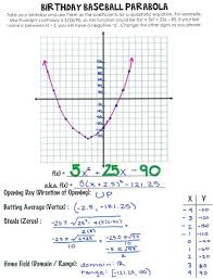 The Secondary Classroom Can Be Fun Too Birthday Baseball Parabola Quadratics Teaching Algebra Math School