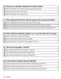 How Chipmunk Got His Stripes Reading Comprehension Test 2nd Grade Journeys