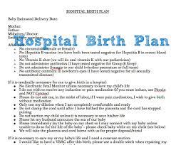 Example Of Hospital Birth Plan Free Printable Wildflower Ramblings New