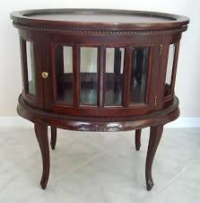 Mahogany Chocolate Oval Curio Vitrine Display Tea Table Antique Liquor Cabinet Antique Furniture Furniture