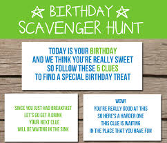 Printable Birthday Scavenger Hunt Riddles For Adults Birthday Scavenger Hunt With Free Printables Scavenger Hunt Birthday Birthday Gifts For Grandma Birthday Presents For Boys