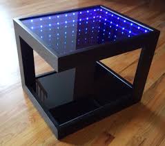 Black Coffee Table With Cool Illusion Lights Featuring Infinity Mirror Effect Black Coffee Tables Infinity Table Infinity Mirror