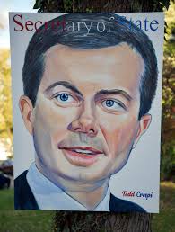 Local artist displays political portraits in yard