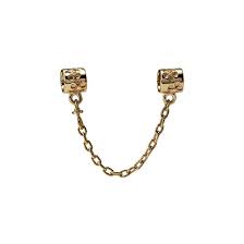 Pandora logo clip on safety chain 14k gold vermeil plated 792057cz clip charm. Pandora Gold Flower Safety Chain Reeds Jewelers