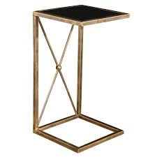 Gold Metal With Black Glass Side Table In 2020 Gold Side Table Black Glass Side Table Glass Side Tables