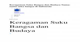 Dari berbagai suku bangsa yang terdapat di indonesia dengan berbagai budaya. Keragaman Suku Bangsa Dan Budaya Nama Docx Document