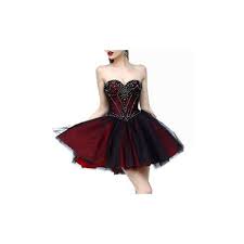Beautiful Black And Red Gothic Short Dress Liked On Polyvore Featuring Dresses Short Dress Cocktail Dress Prom Satin Homecoming Dress Tulle Homecoming Dress