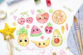 Cute Watercolor Fruit Clipart Tropical Fruit Clipart Etsy In 2020 Watercolor Fruit Fruit Clipart Clip Art