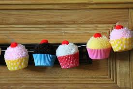Cupcake Birthday Party Cupcake Pompom Garland Bake Shop Cupcake Party Decor Cupcake Bunting Cupcake Decorating Party Banner Crafts Cupcake Decorating Party Cupcake Birthday Party