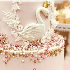 Close Up Picture Of The Swan Princess Cake We Did On The Weekend So Pretty Swanprincess Prettycake Swan Swan Baby Shower Princess Cake Baby Shower Princess