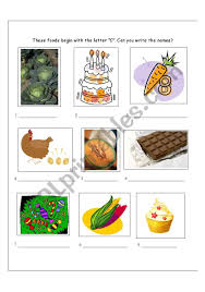 Foods that begin with c. English Worksheets Foods That Begin With The Letter C