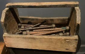 Old fashioned wooden tool box. Wooden Tool Box Old Wood Carpenters Toolbox Israel 1940s 50s Vintage Carpenters Wooden Tool Box Craft Supplies Tools Tools