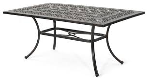 Purple leaf 47 outdoor cast aluminum round dining table with umbrella hole patio furniture for backyard lawn balcony deck, patio dining table. Joyce Outdoor Rectangular Cast Aluminum Dining Table Traditional Outdoor Dining Tables By Gdfstudio Houzz