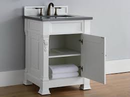 The bathroom is associated with the weekday morning rush, but it doesn't have to be. James Martin Brookfield Collection 26 Single Vanity Cottage White