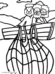 Miraculous Catch Of Fish Coloring Page Sunday School Coloring Pages Sunday School Crafts Bible School Crafts