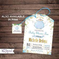 Tea Party Baby Shower Invitation A Baby Is Brewing Tea Bag Invites Floral Girl Baby Sho Tea Party Baby Shower Invitations Baby Shower Tea Tea Party Baby Shower