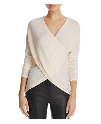 Three Dots Ribbed Crossover Sweater In Cream Natural Lyst