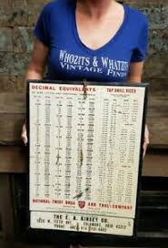 details about vintage national twist drill tool company decimal chart metal sign columbus oh