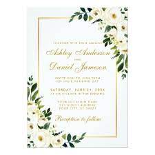 Watercolor Floral Green White Gold Wedding G Invitation Zazzle Com In 2021 Watercolor Floral Wedding Invitations Wedding Cards Winter Wedding Invitations