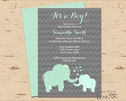 Printable Elephant Baby Shower Invitation Template Mint And Etsy Elephant Baby Shower Invitations Baby Shower Invitation Templates Elephant Baby Shower