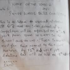 The basic purpose of a notice is to disseminate information. Write A Notice On An Inter School Quiz Competition Brainly In