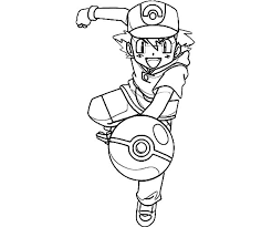 Find sasha, pikachu and other creatures to color with this series of free pokemon coloring pages. Ash Ketchum Throw Pokemon Ball On Pokemon Coloring Page Coloring Sky