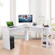 See more ideas about computer table, table, desk. Ej Life L Shaped Office Computer Desk Large Corner Pc Table With 2 Shelves For Home And Office Use White Wood Grain Buy Online In Malta At Desertcart 48813851