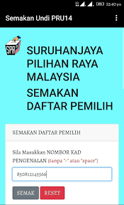 Download semakan daftar pengundi 2018 app directly without a google. Semakan Undi Pru 14 Malaysia 2018 For Android Apk Download