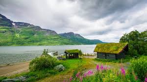 Ognature Com Norway Riverbank Pretty Grassy Cottages Mountain Cabins Landscape Grass Beautiful Path Shore Nice Rive Scenic Landscape Mountain Cabin Landscape