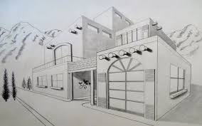 Introduction to two point perspective. Easy 2 Point Perspective Drawing Two Point Perspective Modern House Two Point Persp Perspective Drawing Architecture Perspective Drawing Architecture Drawing