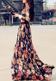 Blue Floral Print Chiffon Dress Maxi Dresses Dresses Floral Print Chiffon Dress Cheap Floral Dresses Floral Chiffon Dress