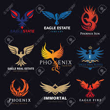 In asia the phoenix reigns over all the birds, and is the symbol of the chinese empress and feminine grace, as well as the sun and the south. Eagle And Bird Logo Set Phoenix Logo Collection Royalty Free Cliparts Vectors And Stock Illustration Image 77308237