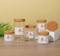 Custom size and label clear 16oz plastic storage jar with ...