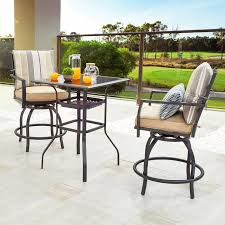 Zaina 3 Piece Bistro Set With Cushions In 2020 Outdoor Bistro Set Bistro Set 3 Piece Bistro Set