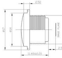 2.0mm 1/4in F2.4 wide angle 120 degree waterproof m12 board lens