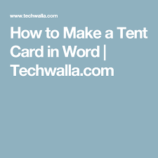 I'm sure there's a template out there for it, but couldn't find it. How To Make A Tent Card In Word Techwalla Com Kombucha How To Make Kombucha Tea