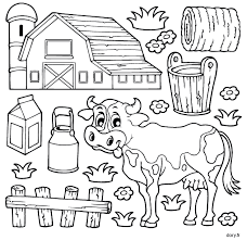 coloriage une vache a la ferme dessin pomme