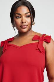 Women's Big Bow Back Camisole Pleated Hem Elegant Plus Size WDIRARA Women's  Plus Size Cami Top