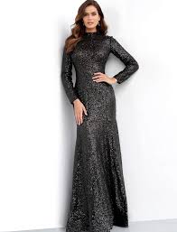 Jovani 63345 Glitter Long Sleeve High Neck Gown Prom Dresses Long With Sleeves Glitter Dress Long Glitter Prom Dresses