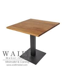 Meja Cafe Kayu Besi Bundar Standing Legs Industrial Iron Wood Dining Table Furniture Jepara Mebel Kayu Jati Kayu