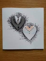 S199 hand made anniversary card using stitched hearts and filagree heart. Diy Wedding Anniversary Card For Parents